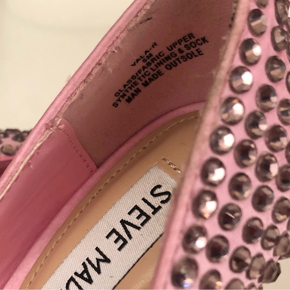NEW women size 6 STEVE MADDEN ~4.25" high heels, pink rhinestones - Picture 7 of 11